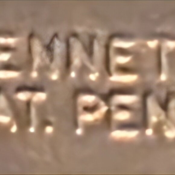 Vintage Metal Bolo Tie, Bennett, Nice Big Green Stone Design with Stripes, Nice - Picture 6 of 6